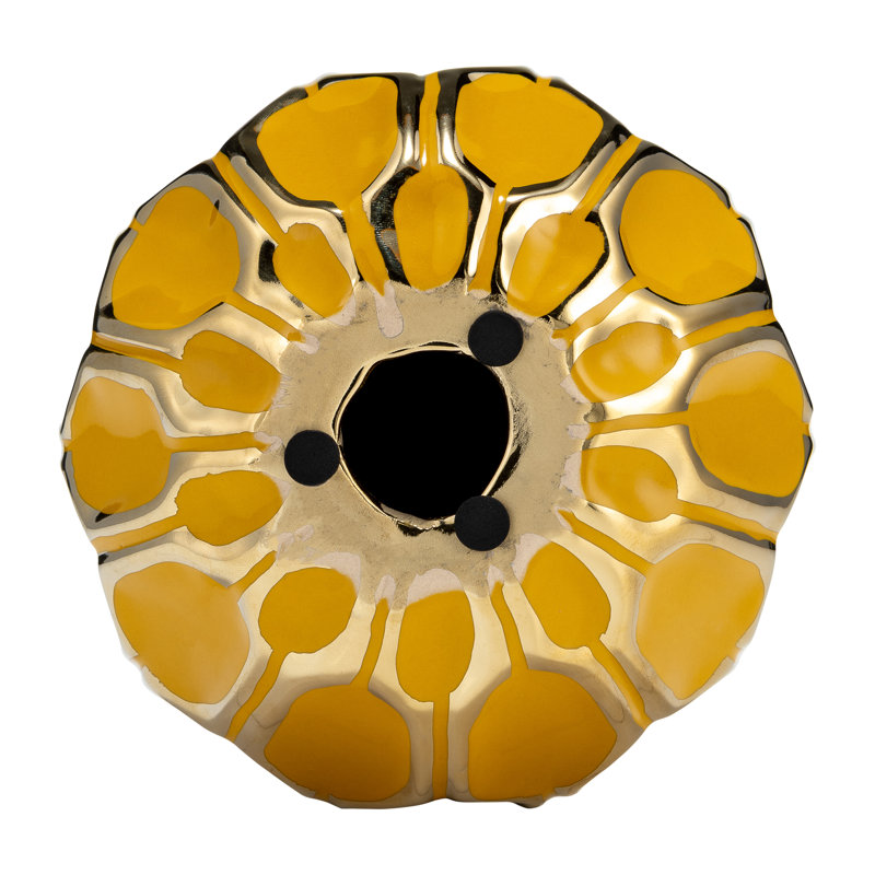 Mercer41 3 Piece Decorative Orbs Contemporary Honey Yellow/Gold Round Orb Decor Ceramic